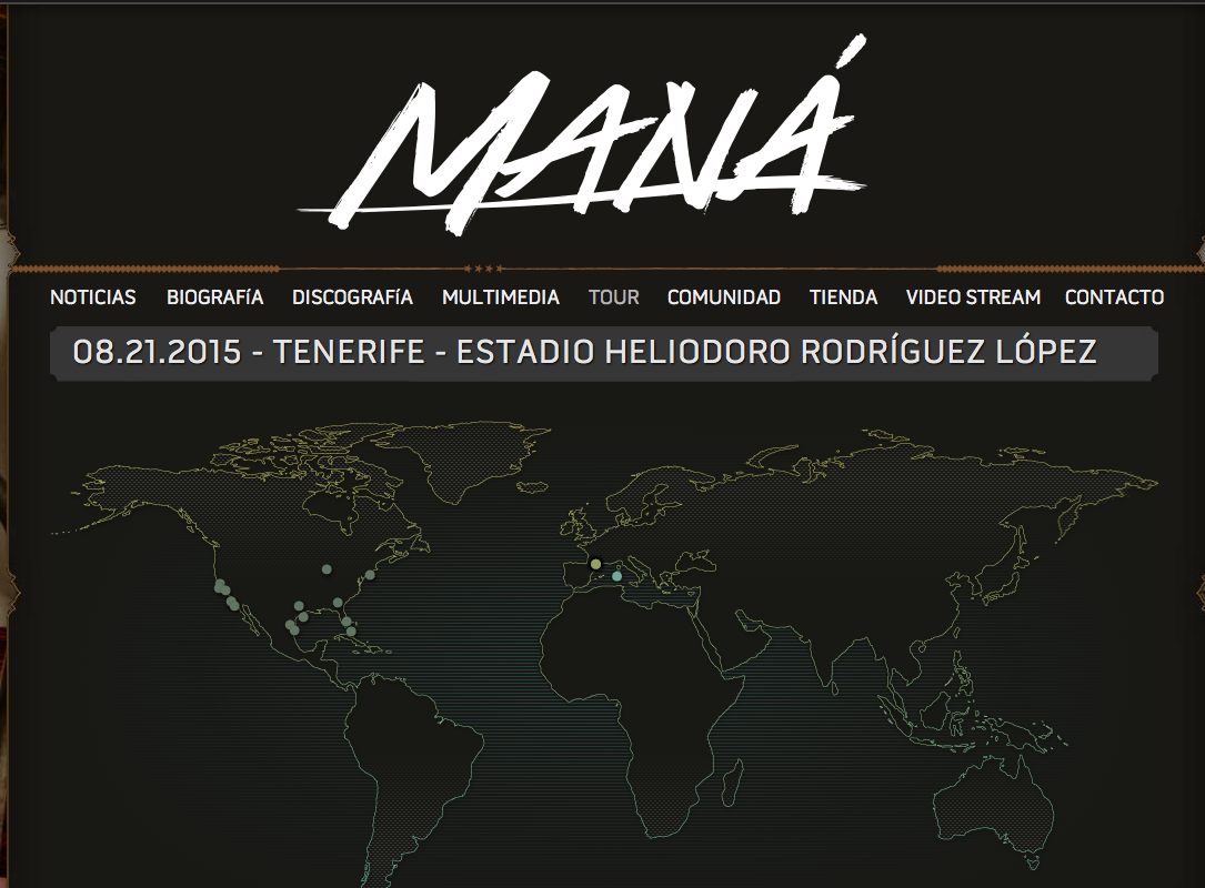 El concierto de Tenerife, en la web oficial de Maná.