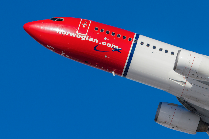 Avión 737-800 de Norwegian. Fotografía: Fly Norwegian